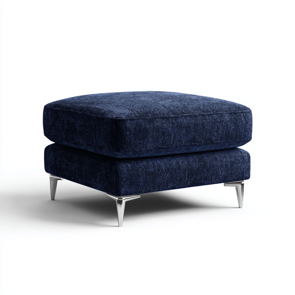 Pouf - tissu - 62x62x40 cm - bleu foncé - pour salon - design moderne-Casauppad