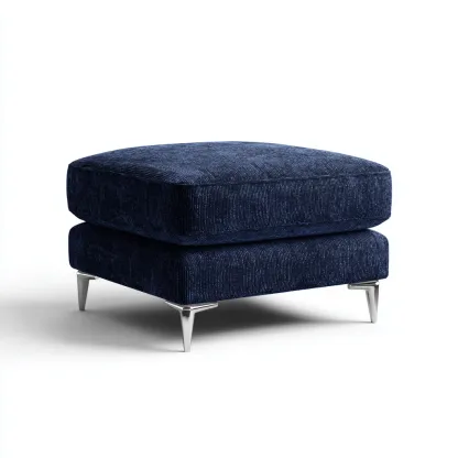 Pouf - tissu - 62x62x40 cm - bleu foncé - pour salon - design moderne-Casauppad
