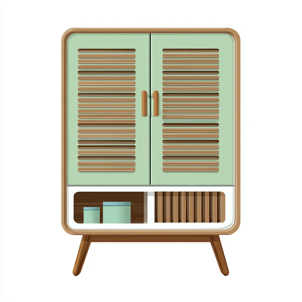 Meuble de rangement - armoire 65x35x85 cm - vert clair et bois - pour salon - design moderne-Casauppad