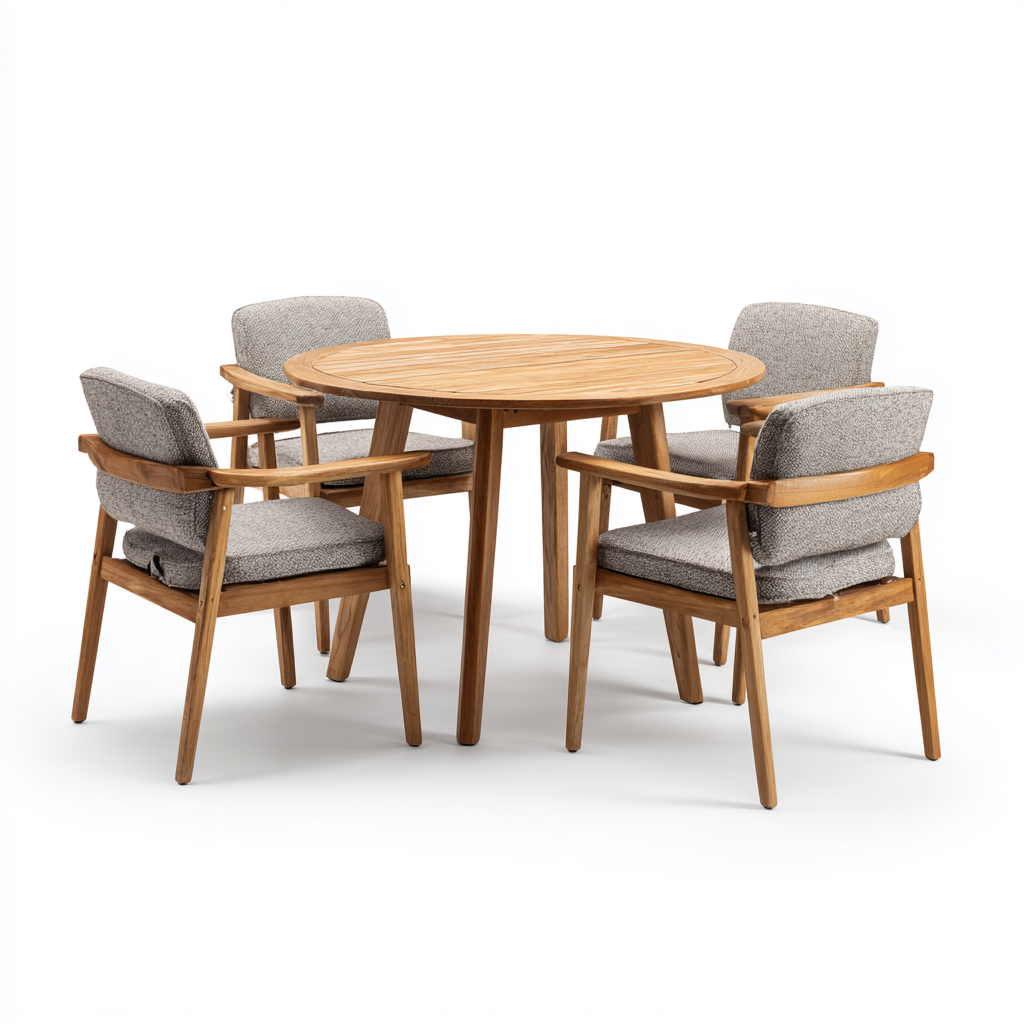 Salon de jardin repas - bois - naturel - gris - pour extérieur - design classique-Casauppad