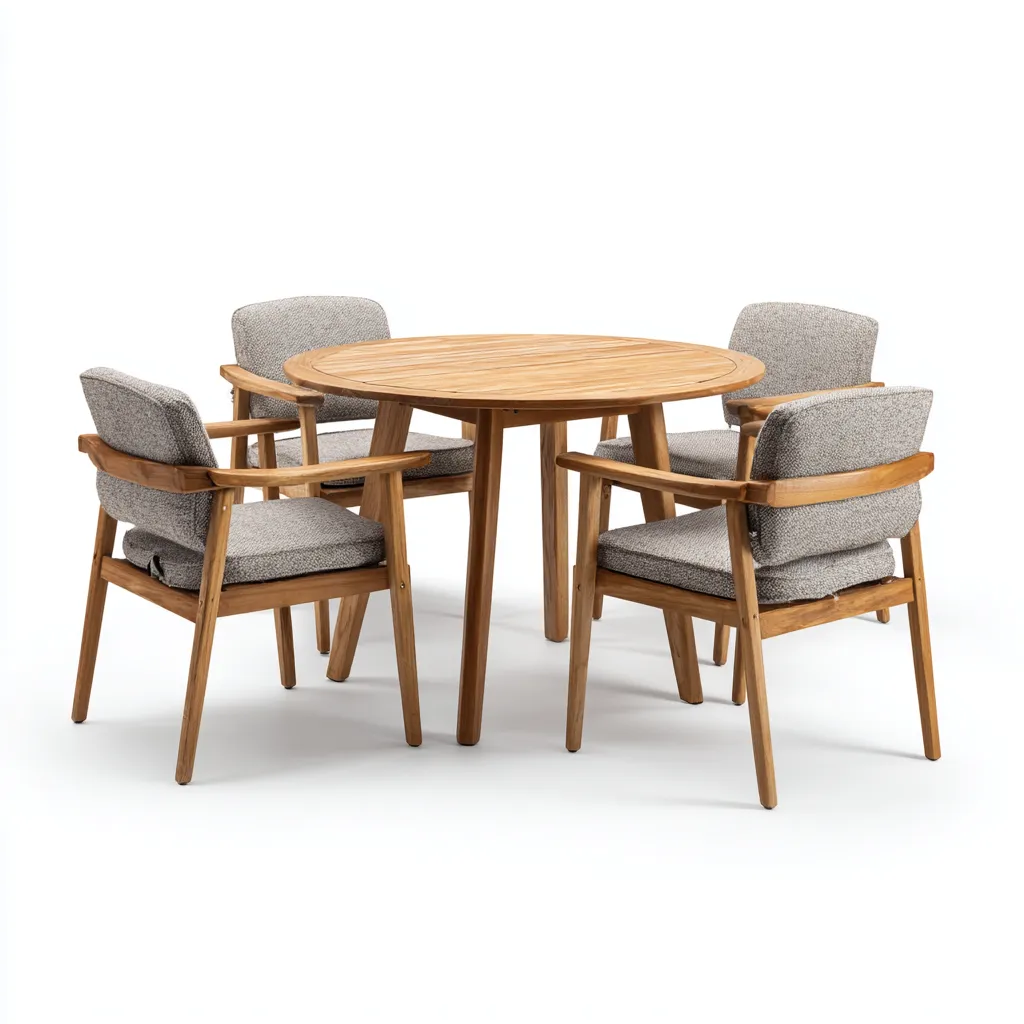 Salon de jardin repas - bois - naturel - gris - pour extérieur - design classique-Casauppad