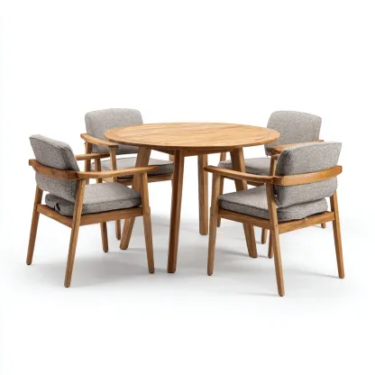 Salon de jardin repas - bois - naturel - gris - pour extérieur - design classique-Casauppad