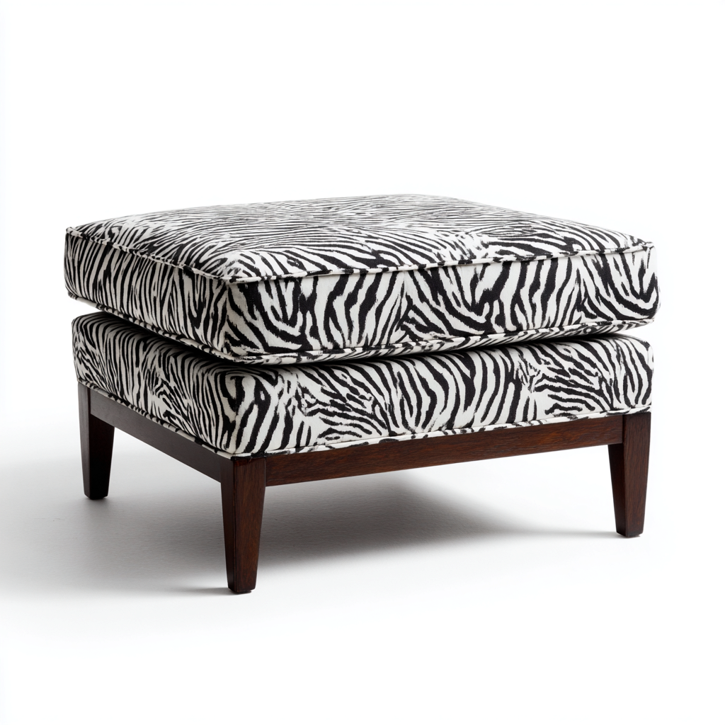 Pouf - tissu - 50x50x42 cm - noir - blanc - pour salon - design contemporain-Casauppad