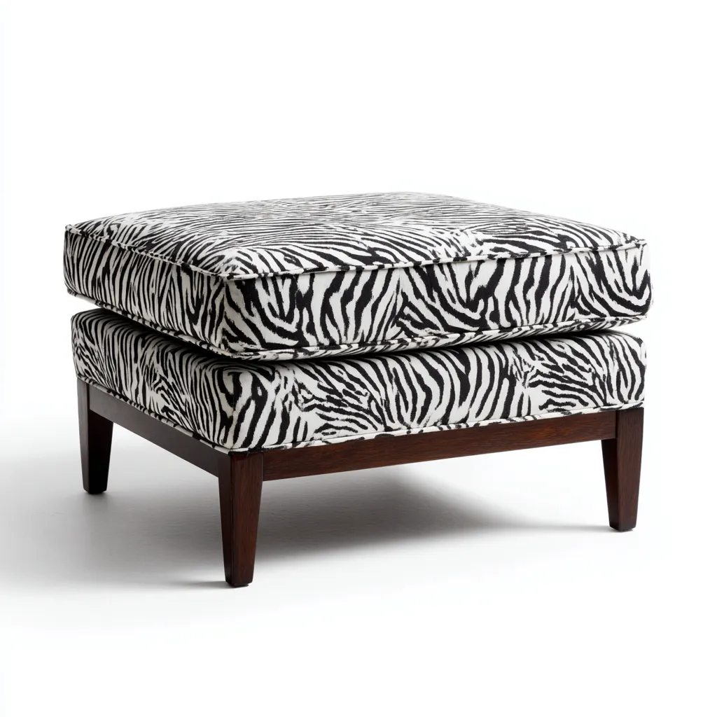 Pouf - tissu - 50x50x42 cm - noir - blanc - pour salon - design contemporain-Casauppad