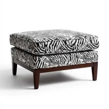 Pouf - tissu - 50x50x42 cm - noir - blanc - pour salon - design contemporain-Casauppad