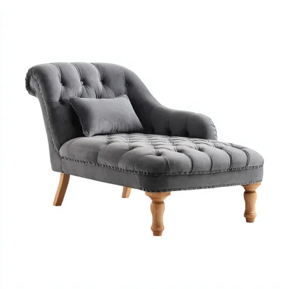 Chaise longue en velours 160x70x85 cm - gris foncé - pour salon - design classique-Casauppad
