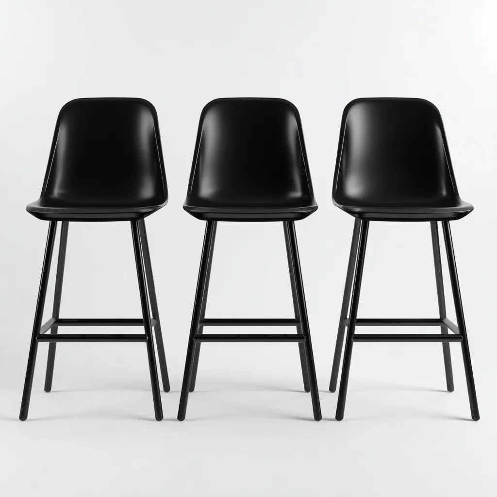 Tabouret de bar plastique-métal 45x45x95 cm - noir - adapté à la salle à manger - style moderne-Casauppad