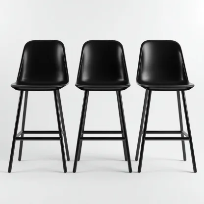 Tabouret de bar plastique-métal 45x45x95 cm - noir - adapté à la salle à manger - style moderne-Casauppad