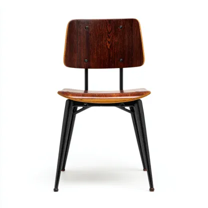 Chaise de salle à manger - bois foncé et métal 49x47x80 cm - brun foncé - noir - pour salle à manger - design classique industriel-Casauppad