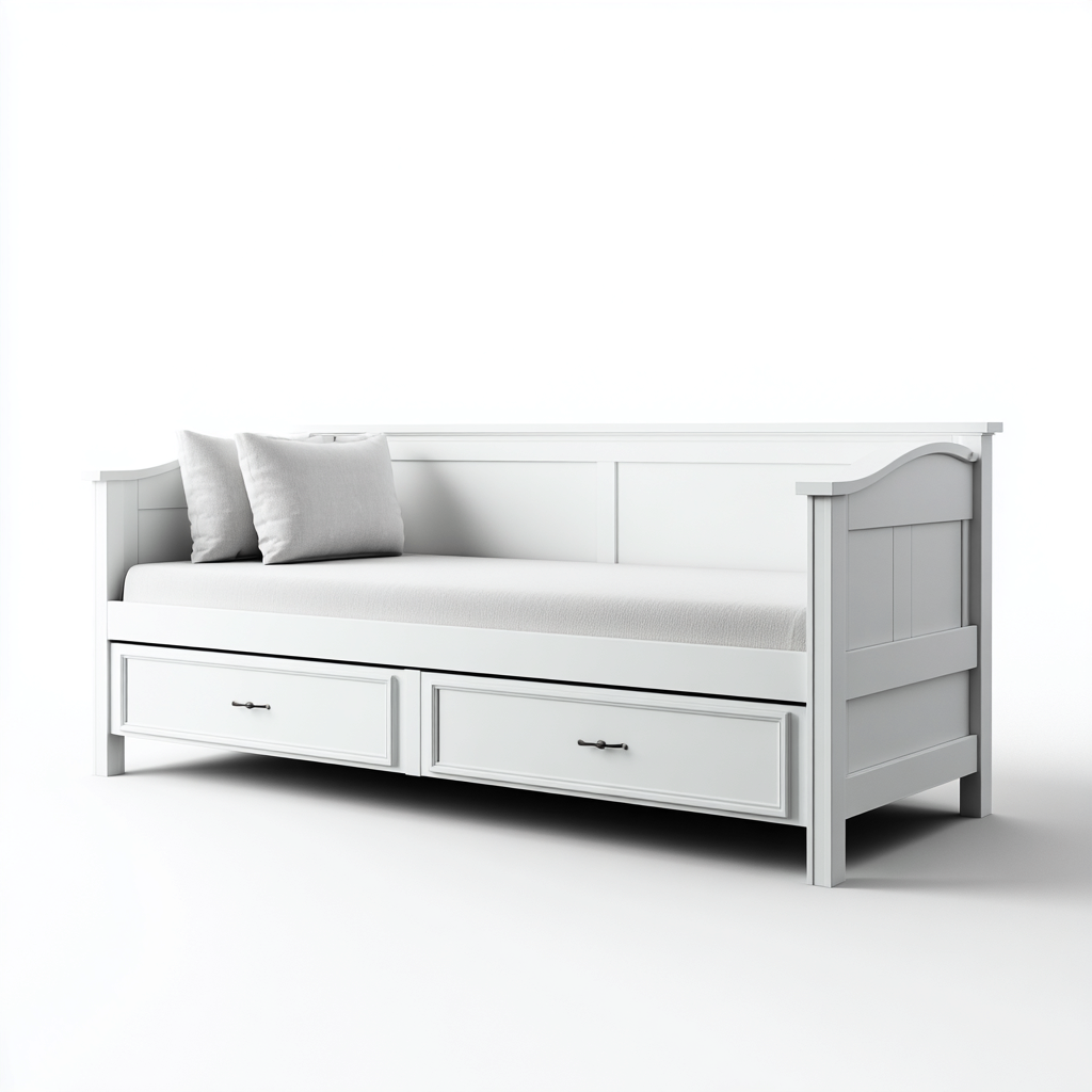 Canapé lit bois 205x95x90 cm - blanc - adapté à la chambre design classique-Casauppad