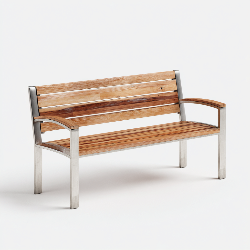Banc de jardin - bois et métal - 125x55x82 cm - bois - argent - pour jardin - design moderne-Casauppad