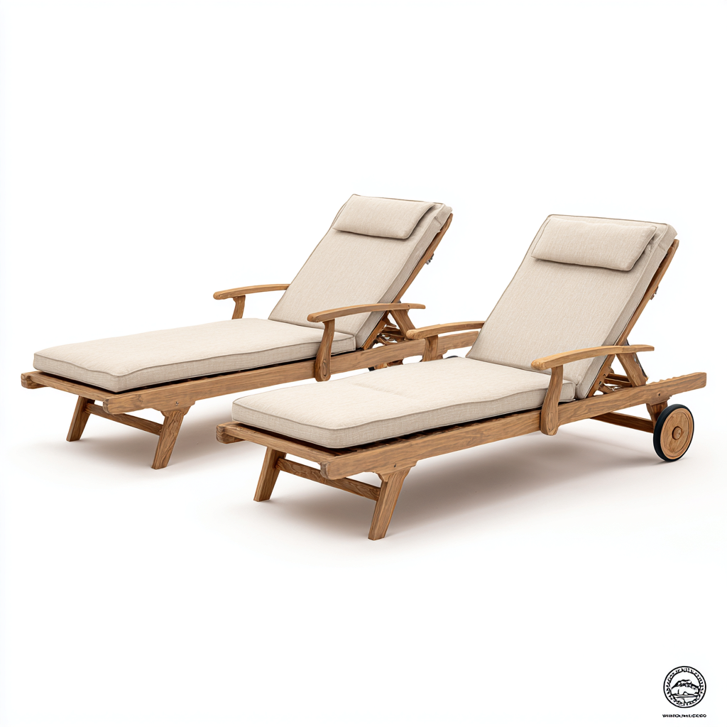 Transat bois coussins 200x65x35 cm - beige - design extérieur réglable adaptée au jardin-Casauppad