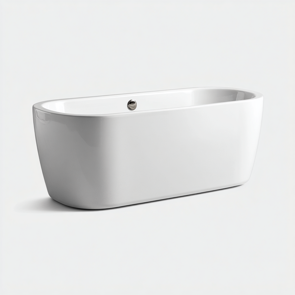 Baignoire autoportante acrylique 170x80x58 cm - blanche - design moderne adaptée à la salle de bain-Casauppad