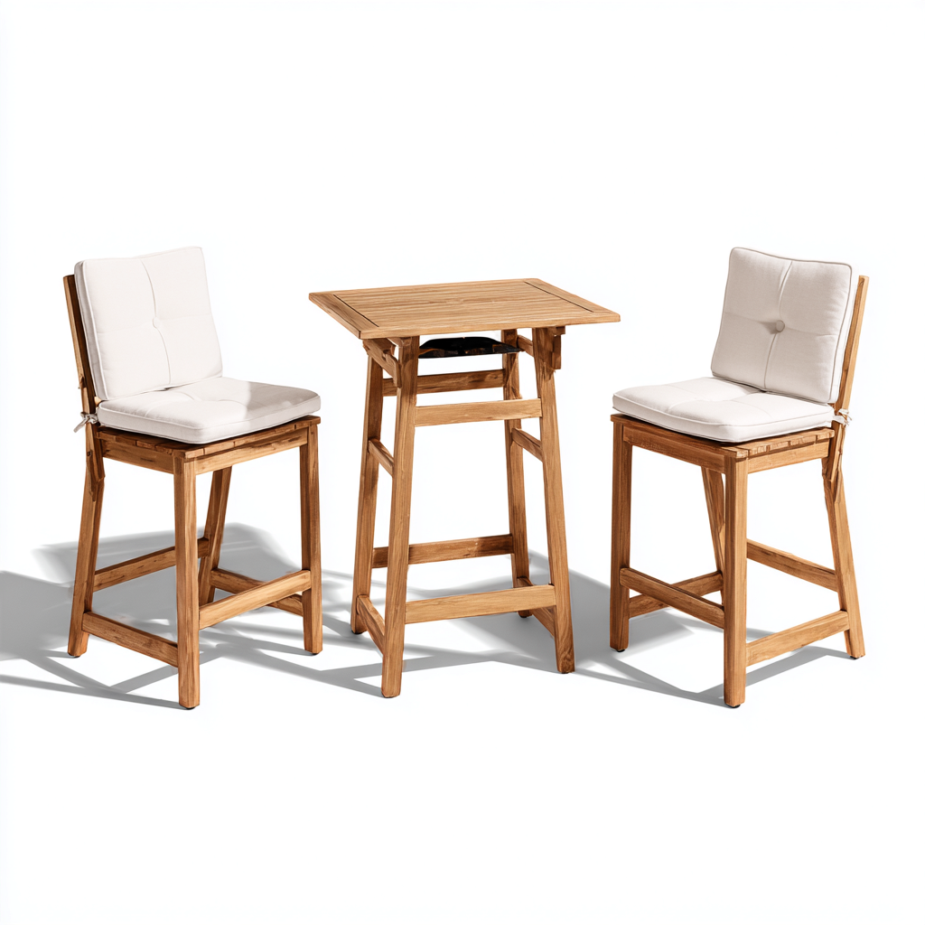 Salon de jardin repas - bois - bois clair - blanc - pour extérieur - design fonctionnel-Casauppad