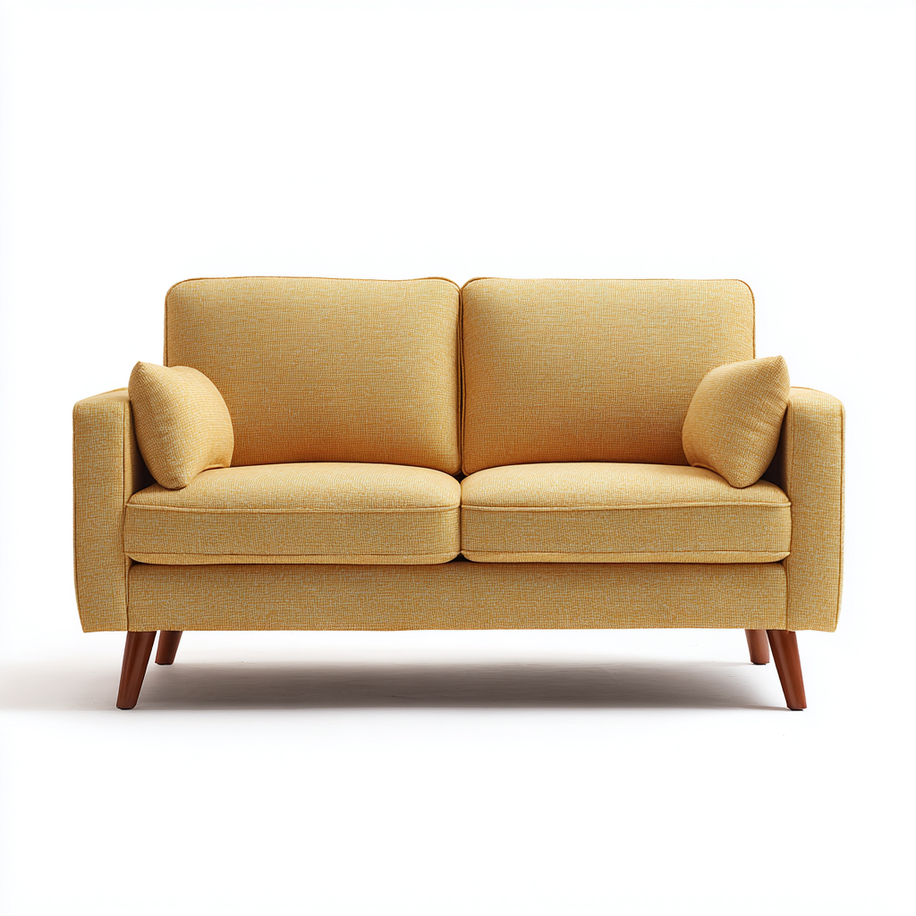 Canapé 2 places tissu 145x80x85 cm - jaune - style moderne adapté au salon-Casauppad