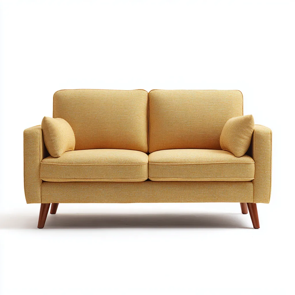 Canapé 2 places tissu 145x80x85 cm - jaune - style moderne adapté au salon-Casauppad