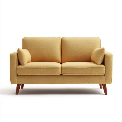 Canapé 2 places tissu 145x80x85 cm - jaune - style moderne adapté au salon-Casauppad