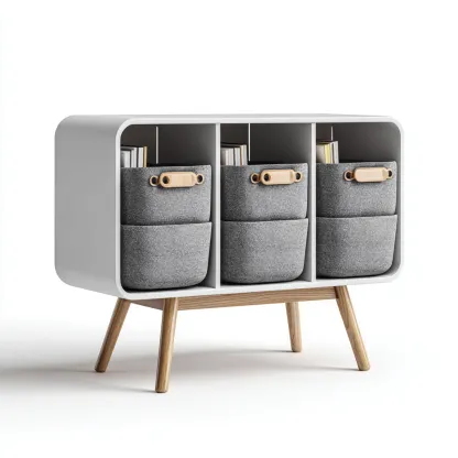 Commode de rangement 78x32x72 cm - blanc - gris - pour salon - style moderne-Casauppad