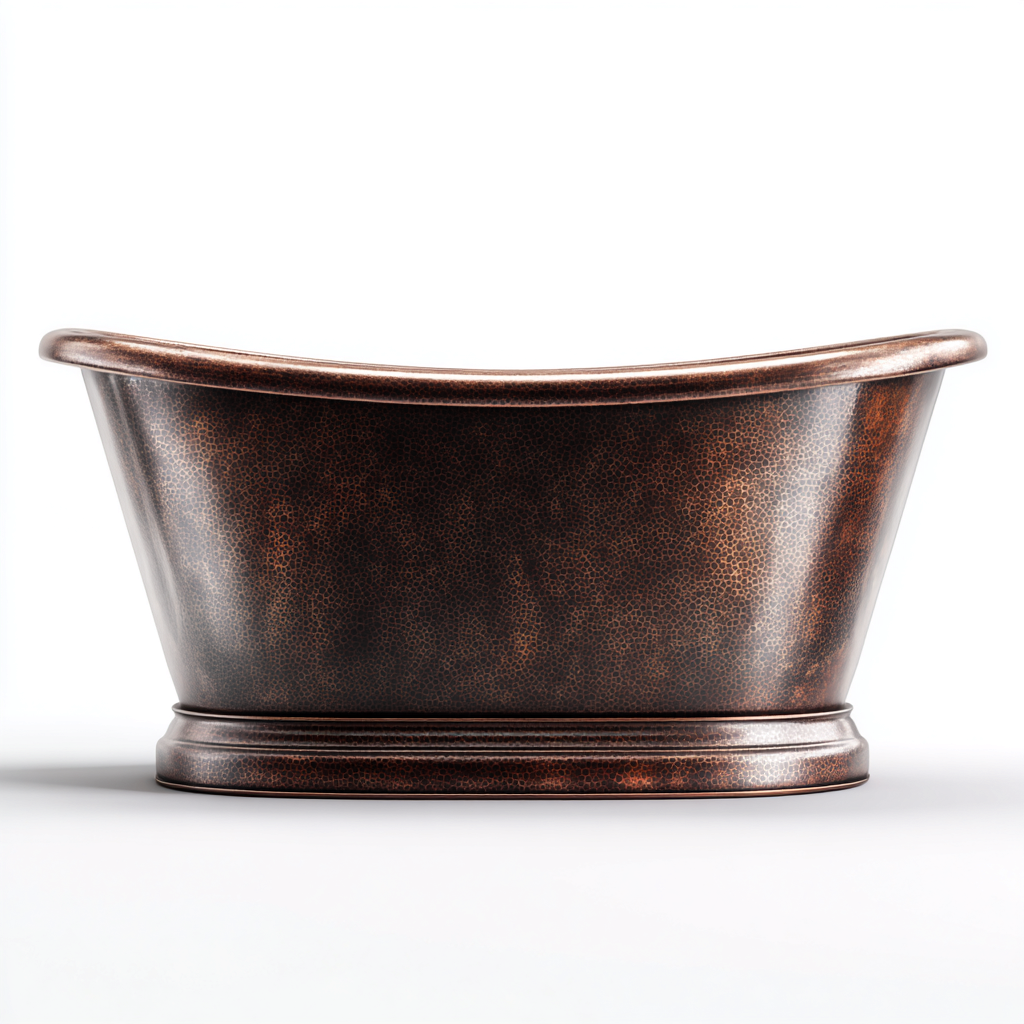 Baignoire - cuivre - 158x72x70 cm - cuivre brun - pour salle de bain - style classique-Casauppad