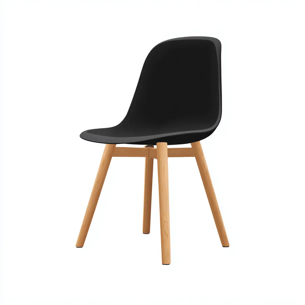 Chaise de salle à manger - plastique et bois 46x45x81 cm - noir - pour salle à manger - design moderne-Casauppad