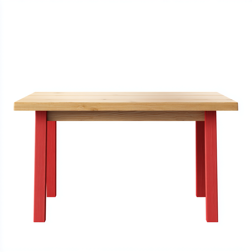 Table à manger bois 140x80x75 cm - bois naturel-rouge - adapté à la salle à manger - style moderne-Casauppad