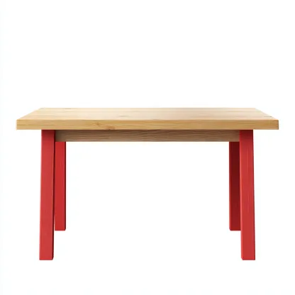 Table à manger bois 140x80x75 cm - bois naturel-rouge - adapté à la salle à manger - style moderne-Casauppad