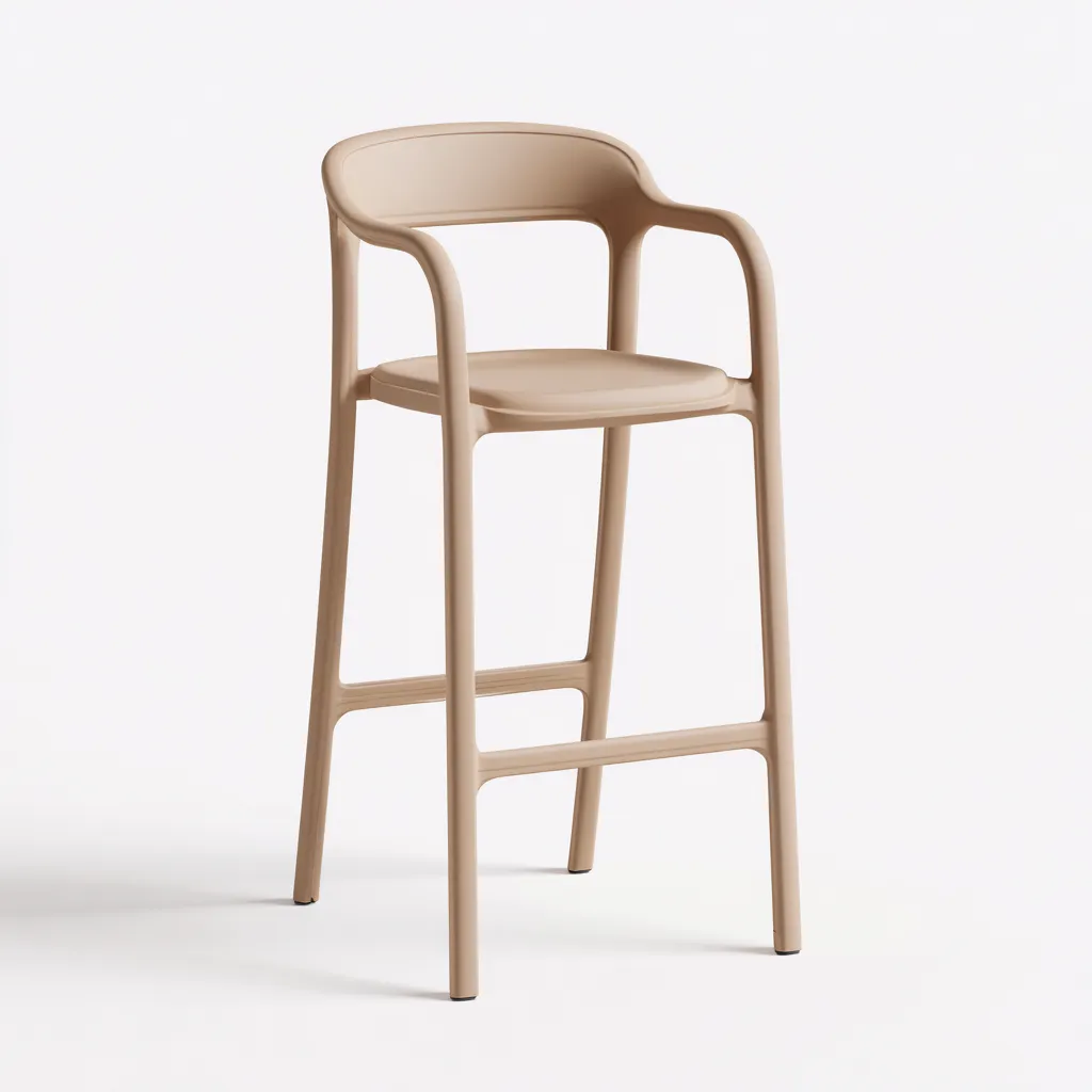 Tabouret de bar plastique 45x45x105 cm - beige - adapté à la salle à manger - style moderne-Casauppad