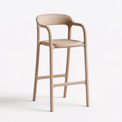 Tabouret de bar plastique 45x45x105 cm - beige - adapté à la salle à manger - style moderne-Casauppad