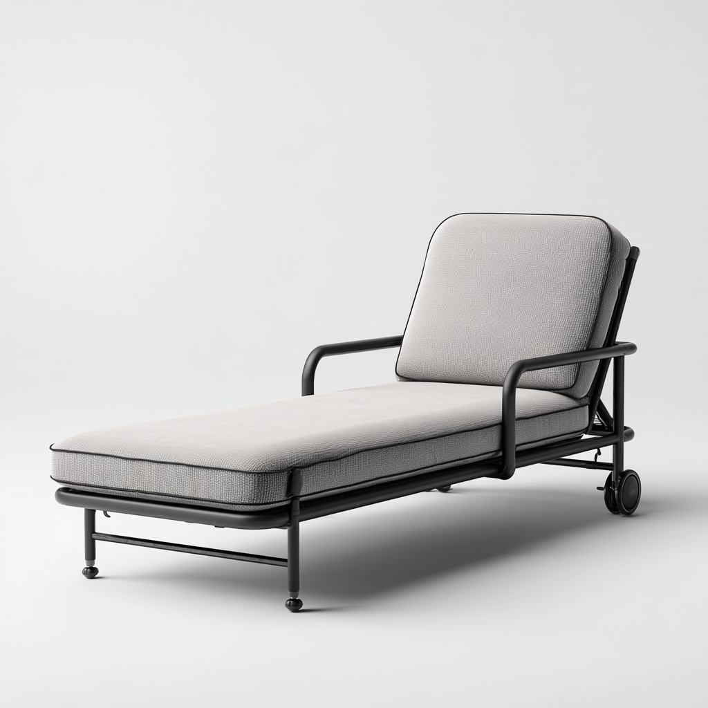 Transat métal coussin 200x70x40 cm - gris - design extérieur réglable adaptée au jardin-Casauppad