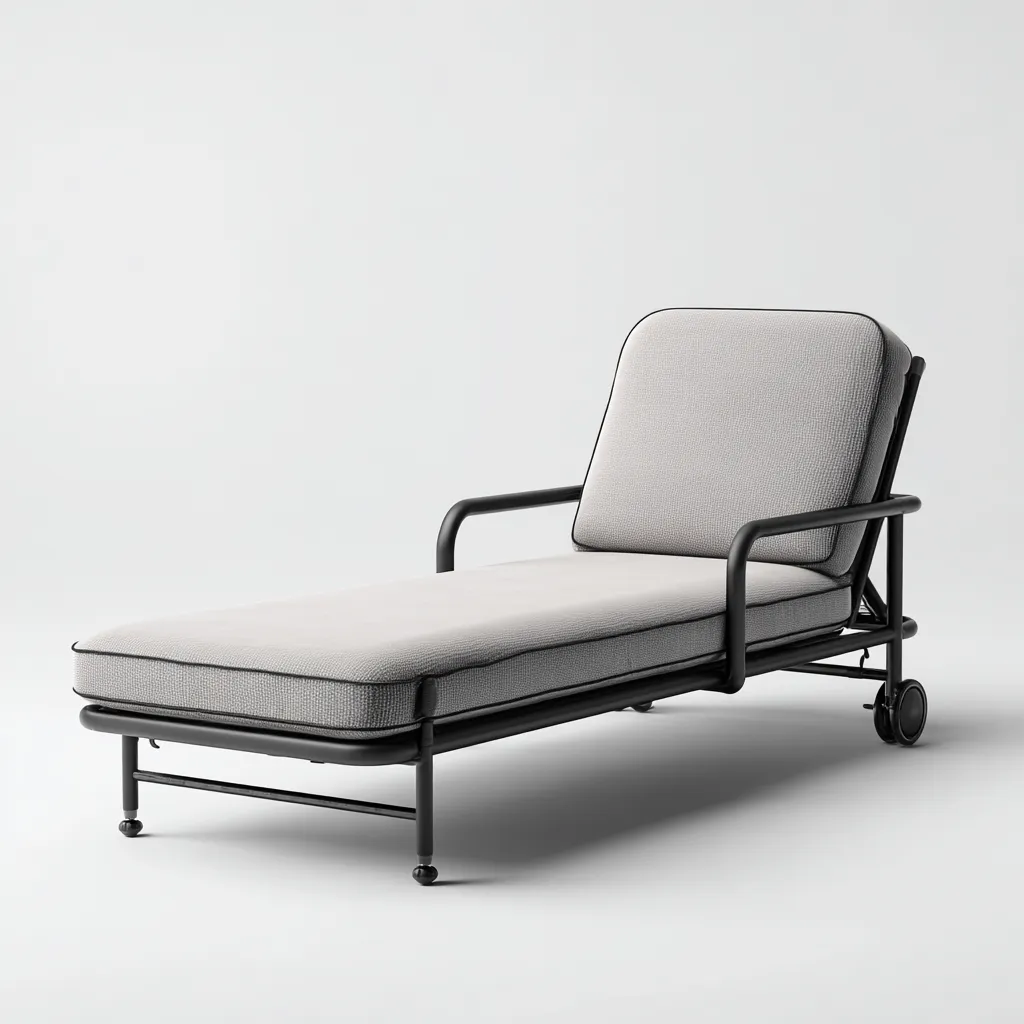 Transat métal coussin 200x70x40 cm - gris - design extérieur réglable adaptée au jardin-Casauppad