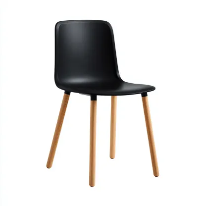 Chaise de salle à manger - plastique et bois 47x45x81 cm - noir - pour salle à manger - design moderne-Casauppad