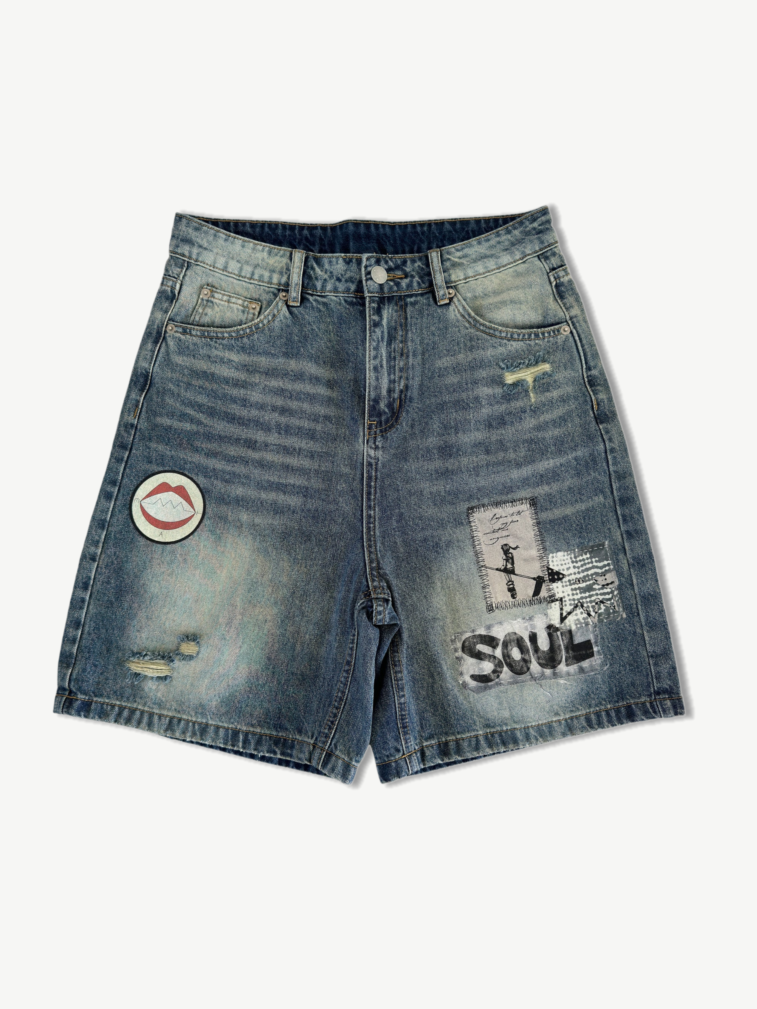 VOID PATCH DENIM SHORTS