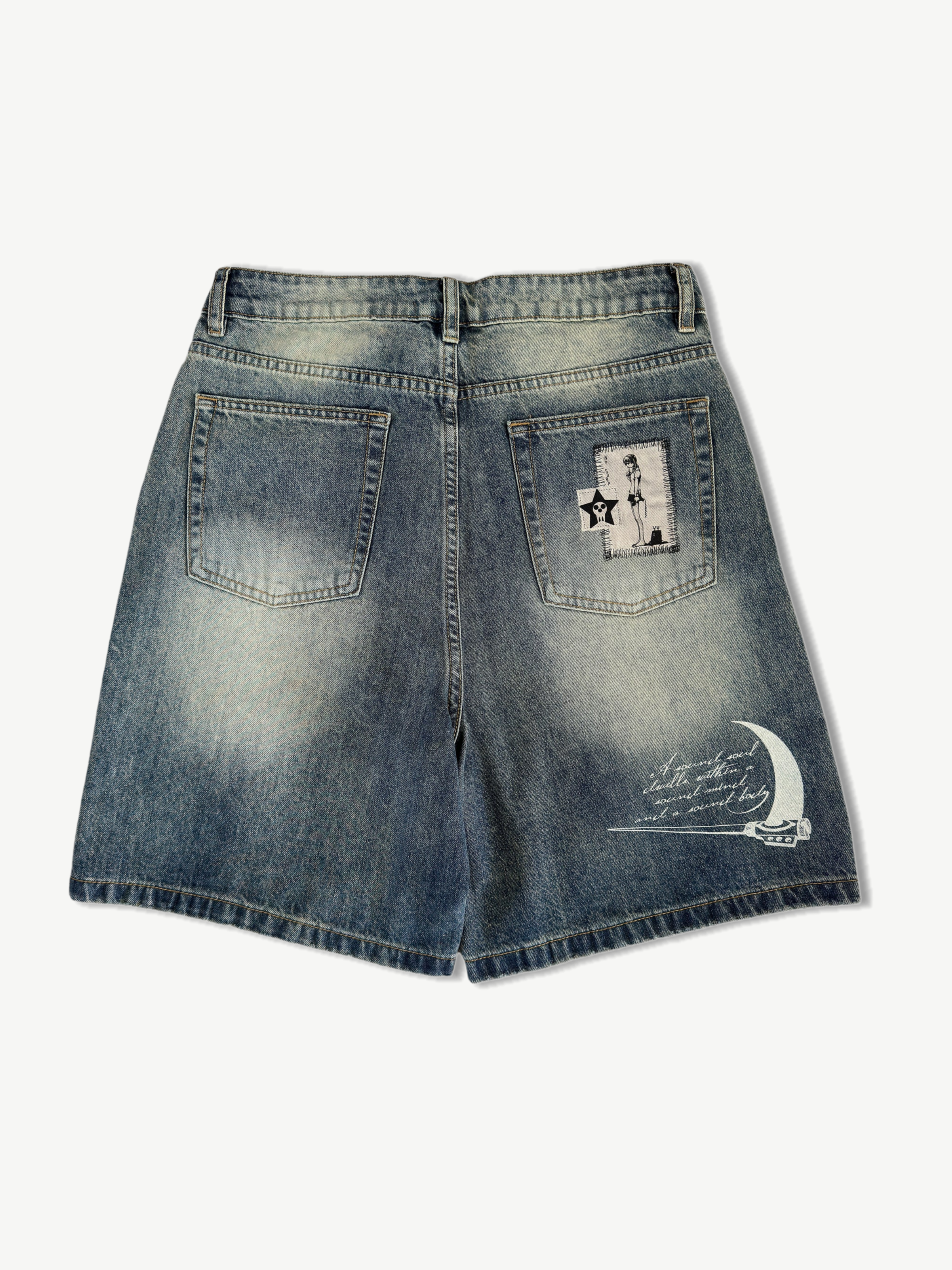VOID PATCH DENIM SHORTS