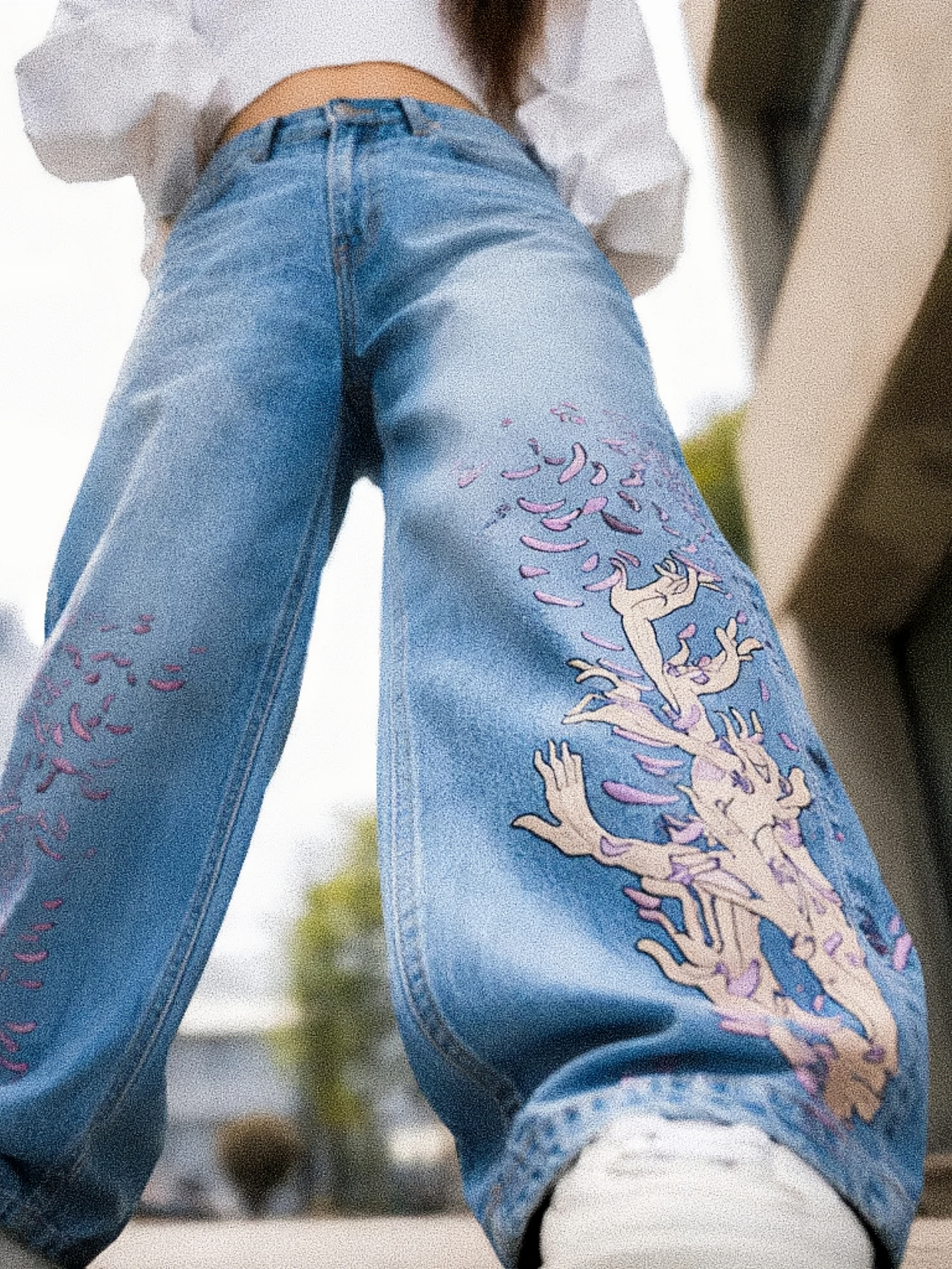 FALLING PETAL WIDE DENIM