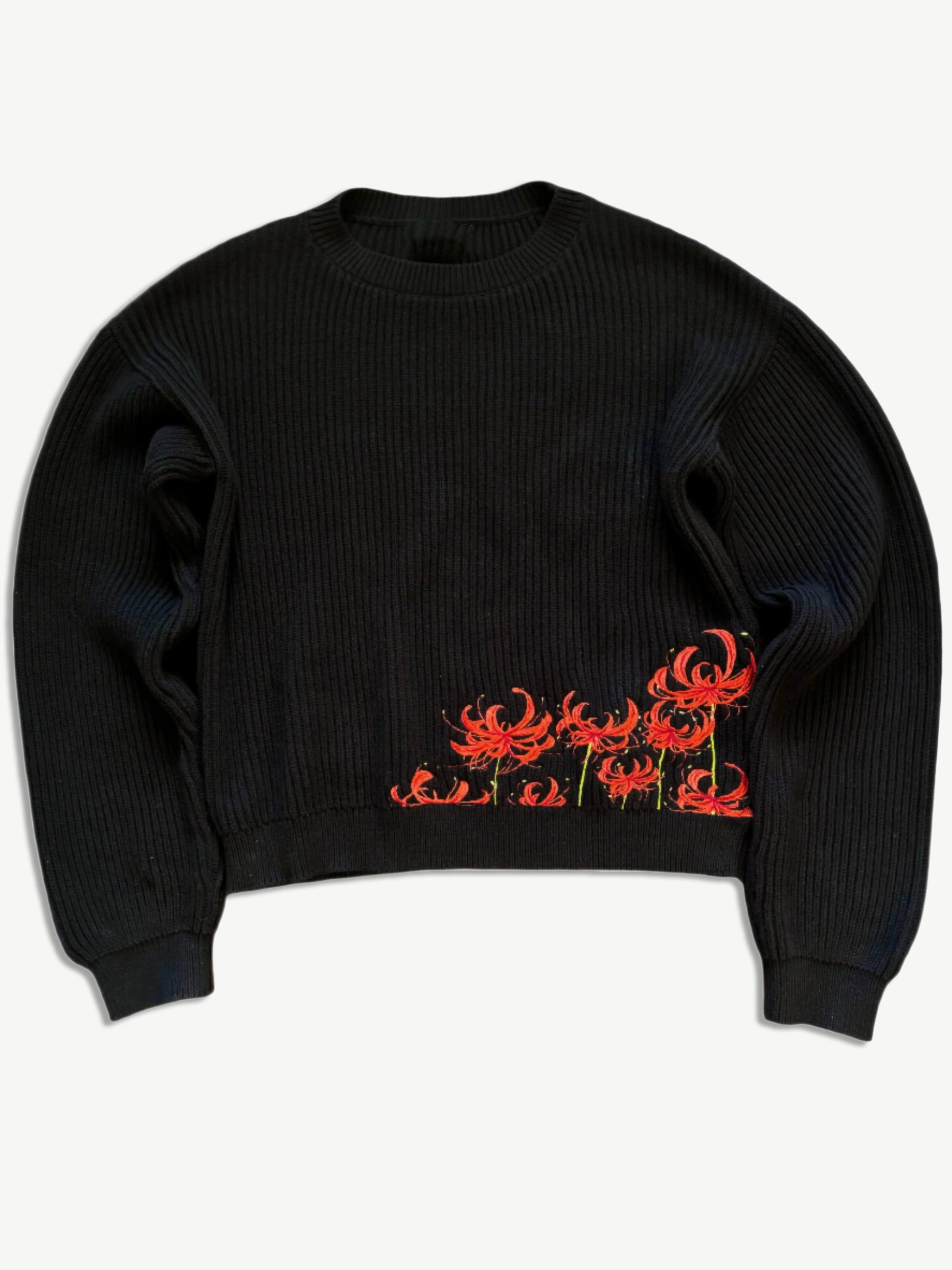 Crimson Spider Lily Heavyweight Knit Sweater