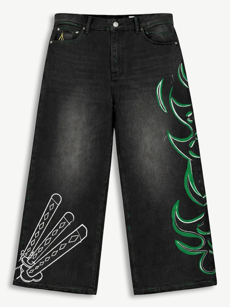 THREE SWORD PIRATE WIDE LEG DENIM