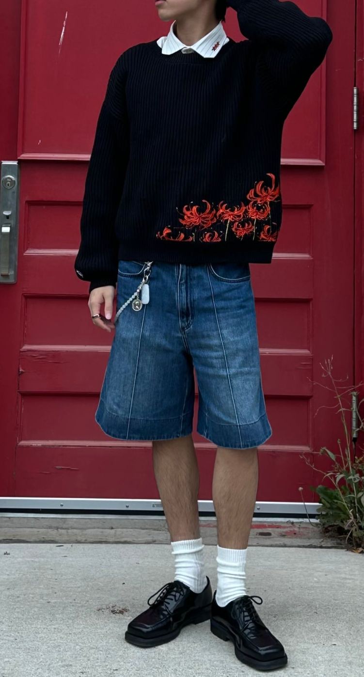 Crimson Spider Lily Heavyweight Knit Sweater