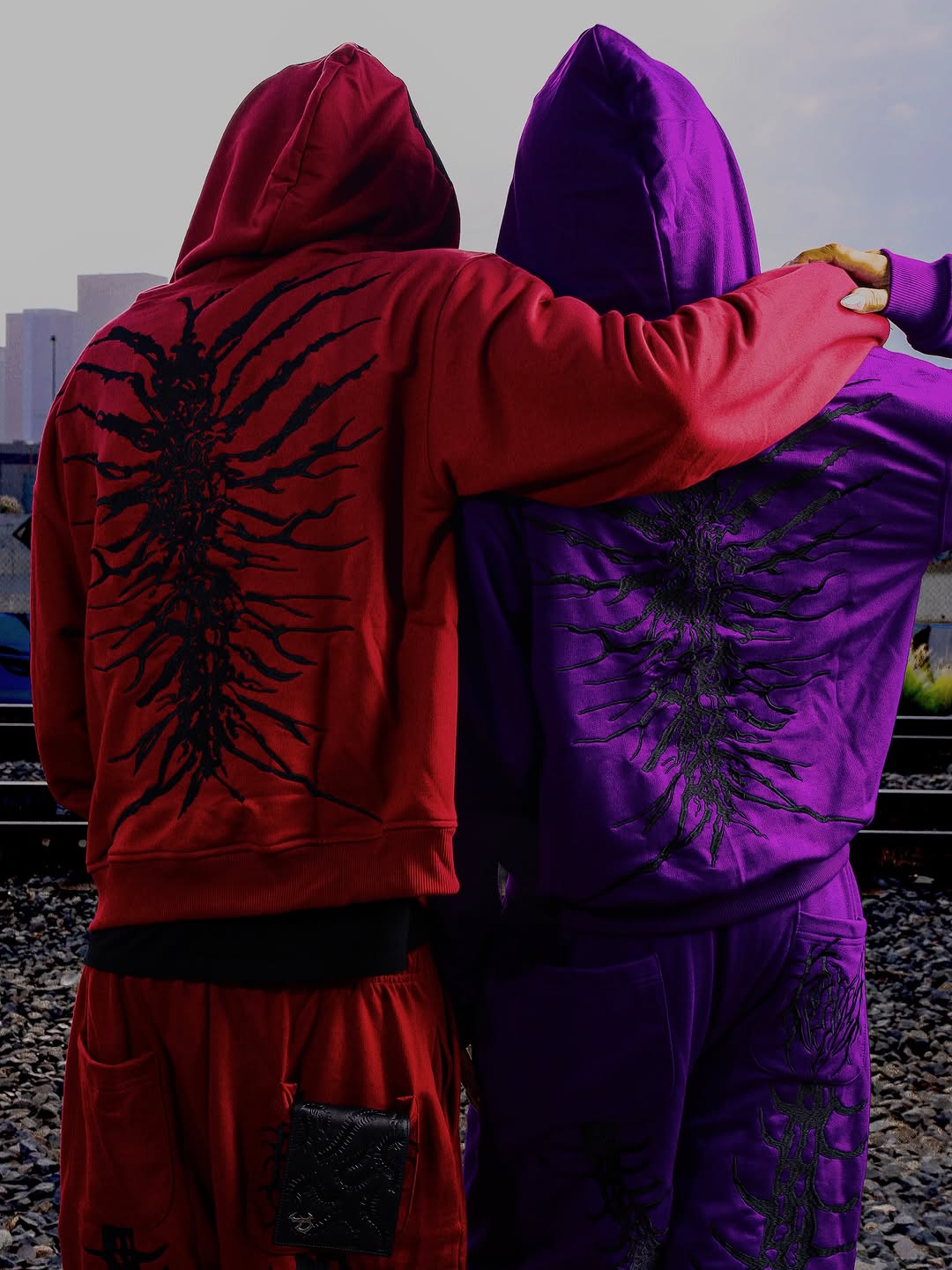 “GHOUL” ZIP-UP TRACKSUIT | RED+BLACK