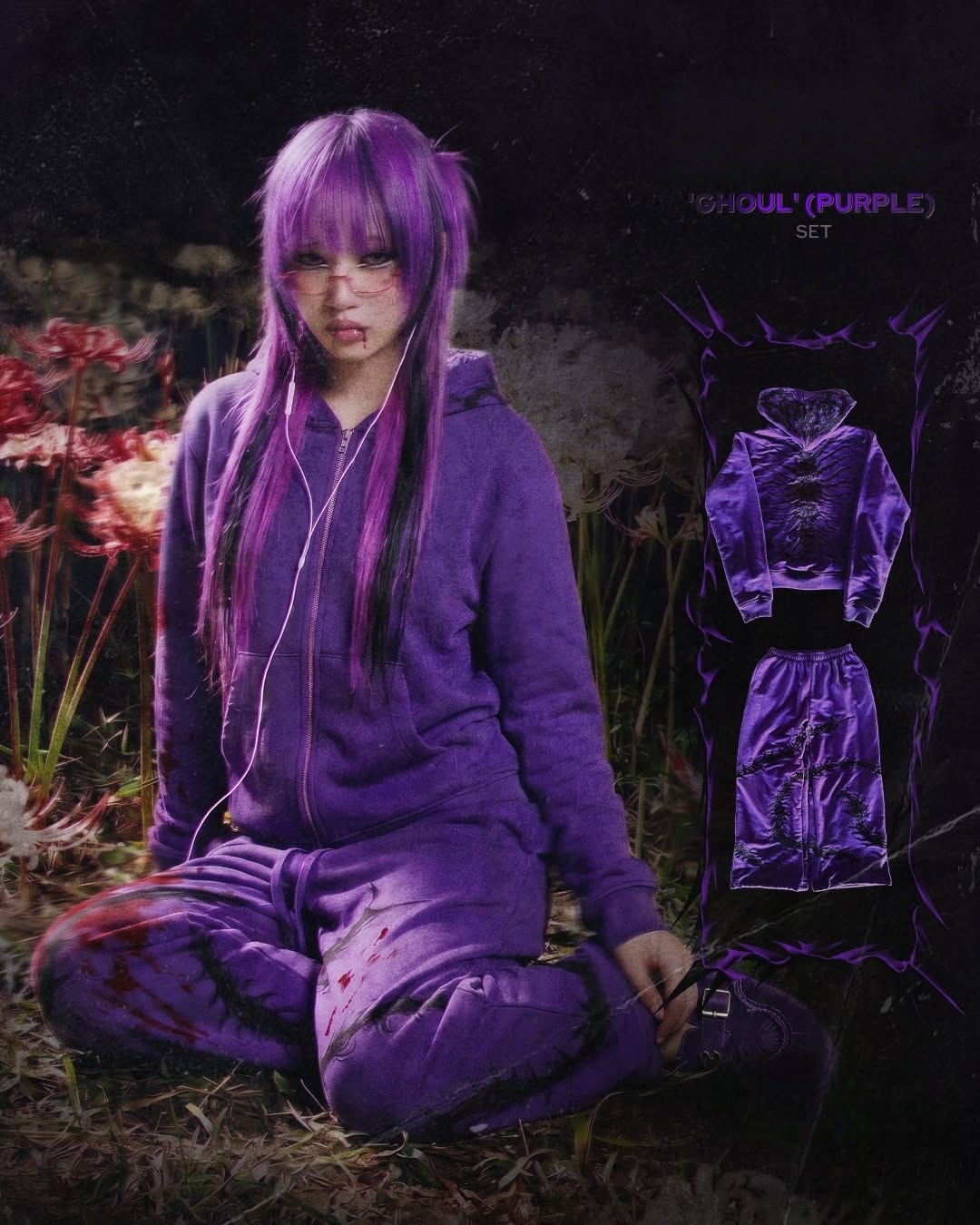 “GHOUL” ZIP-UP TRACKSUIT | PURPLE