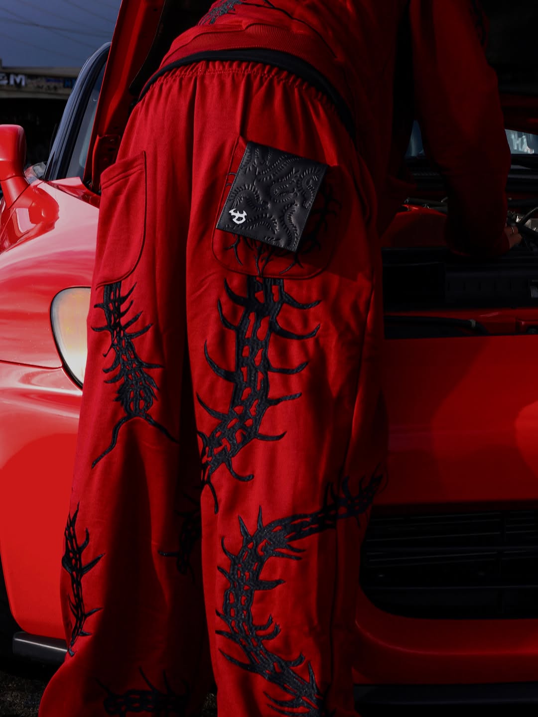 “GHOUL” ZIP-UP TRACKSUIT | RED+BLACK