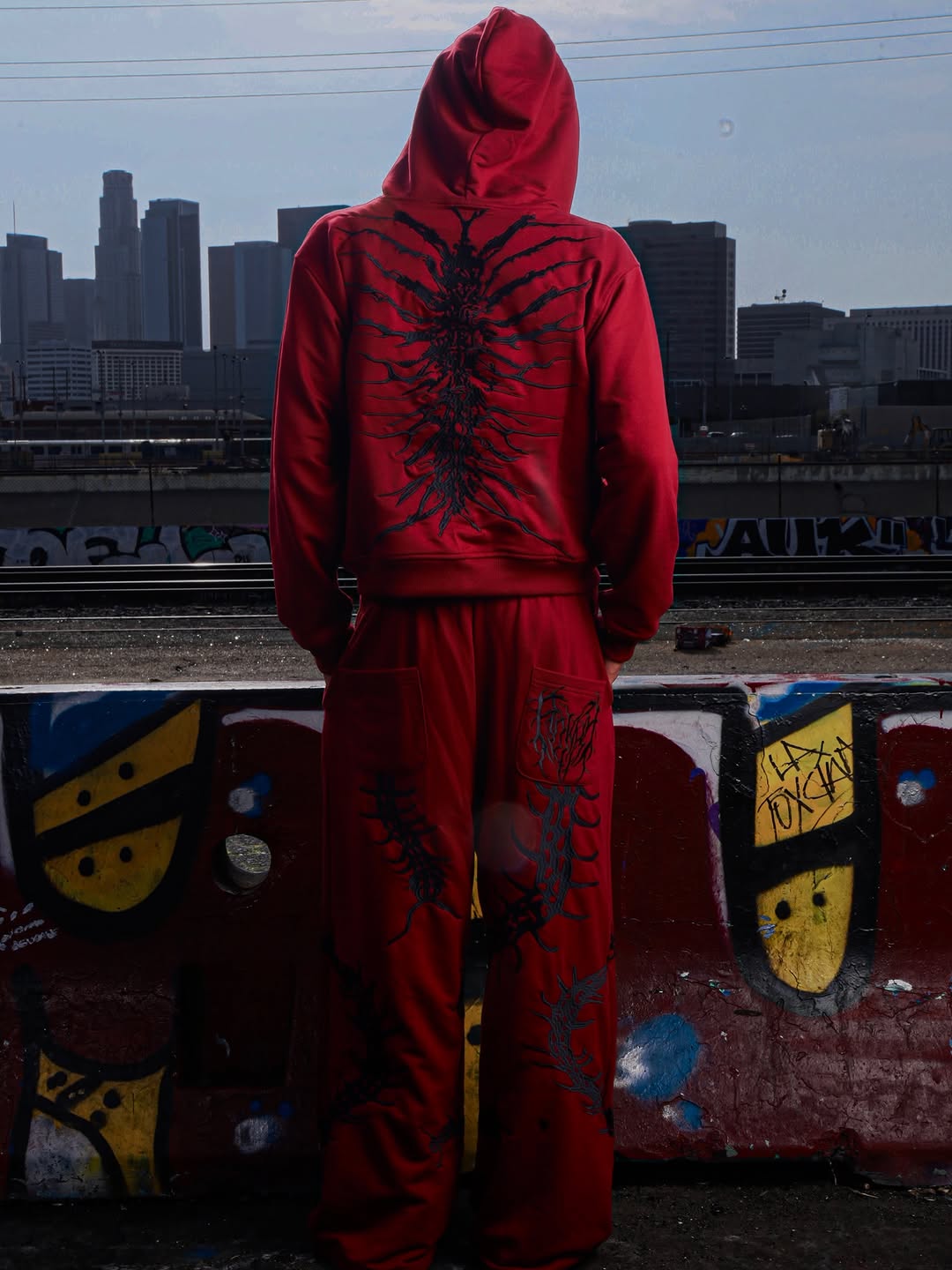 “GHOUL” ZIP-UP TRACKSUIT | RED+BLACK