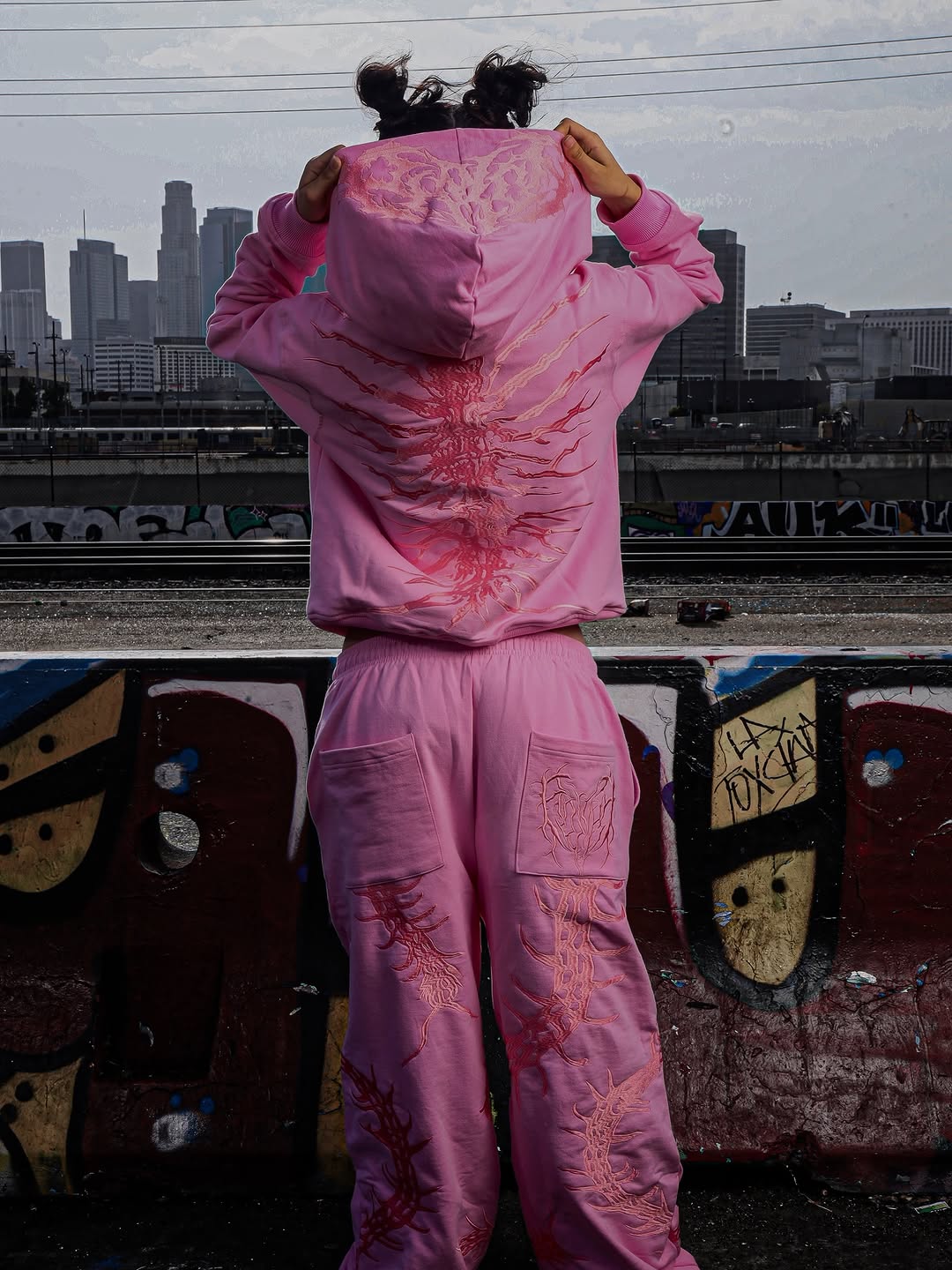“GHOUL” ZIP-UP TRACKSUIT | LIGHT PINK