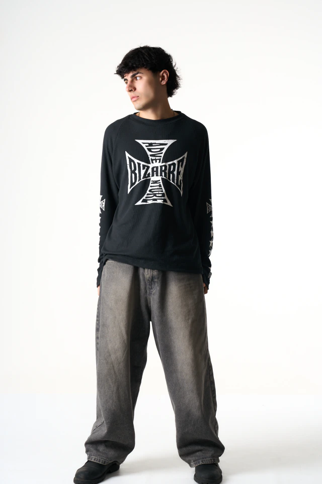 Cross Star Waffle Knit Raglan Long Sleeve