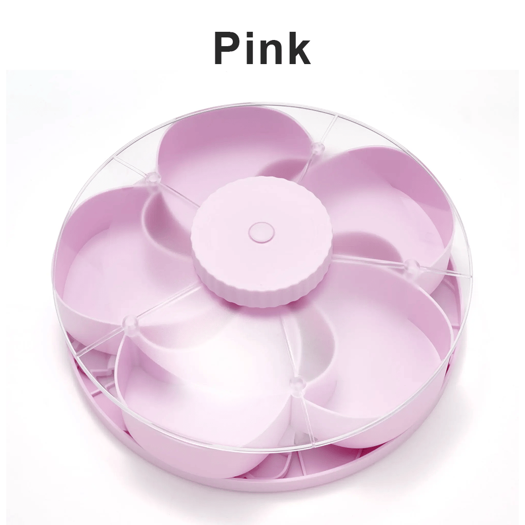  Hot Sale🍿✨ Divided Spin & Snack Serving Tray – 5-Compartment Rotating Party Platter