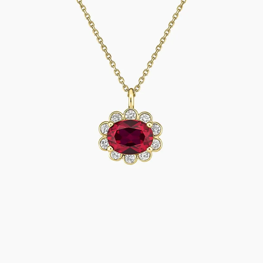 Prívesok Elizabeth Taylor Lab Ruby and Lab Diamond Halo
