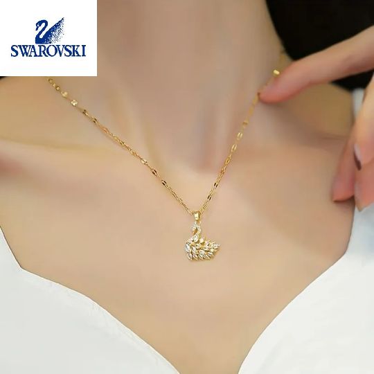 🎁 Žhavý novoroční výprodej 2024 50% sleva na všechny produkty!🎁✨💎Náhrdelník s labutí Swarovski z 18K zlata