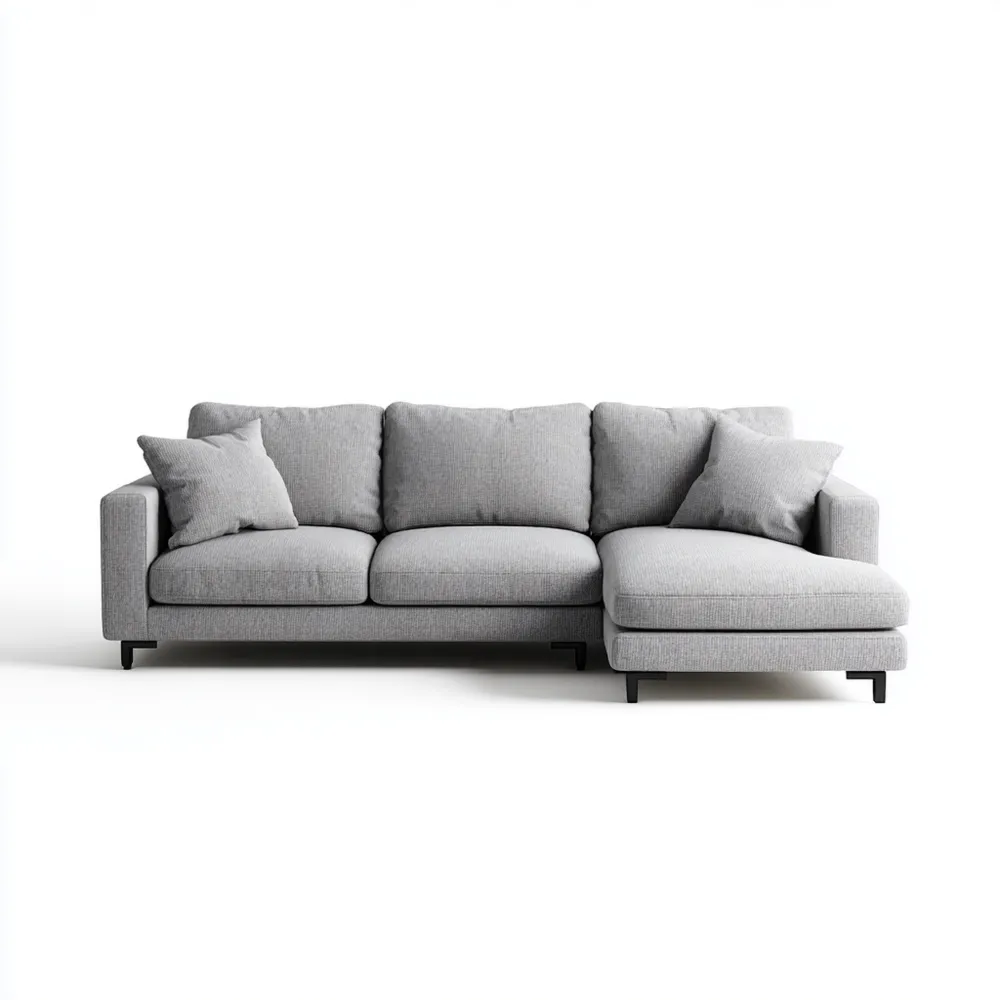 Divano angolare imbottito in tessuto 280x160x85 cm – Grigio chiaro – Design moderno