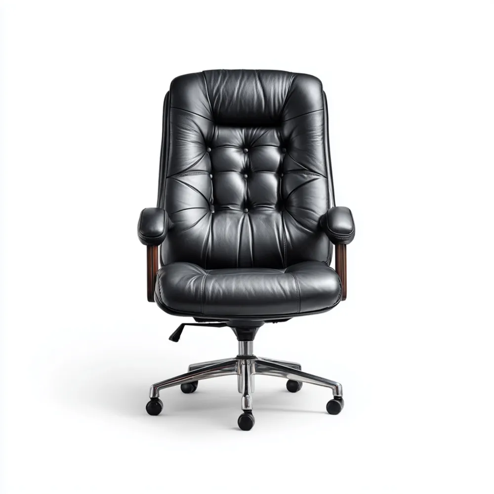 Sedia da ufficio in pelle nera 50x45x120 cm - Design ergonomico con schienale alto