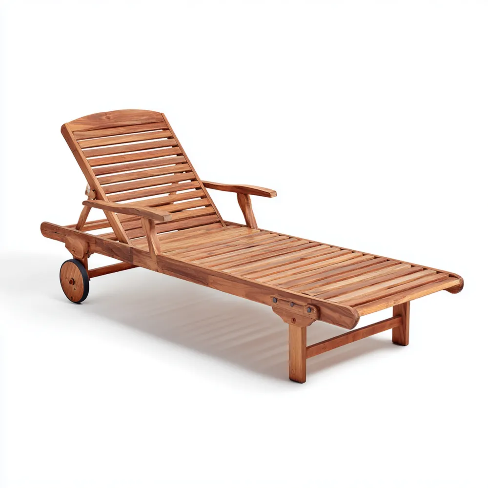 Lettino prendisole in legno di teak regolabile per esterni 200x65x35 cm