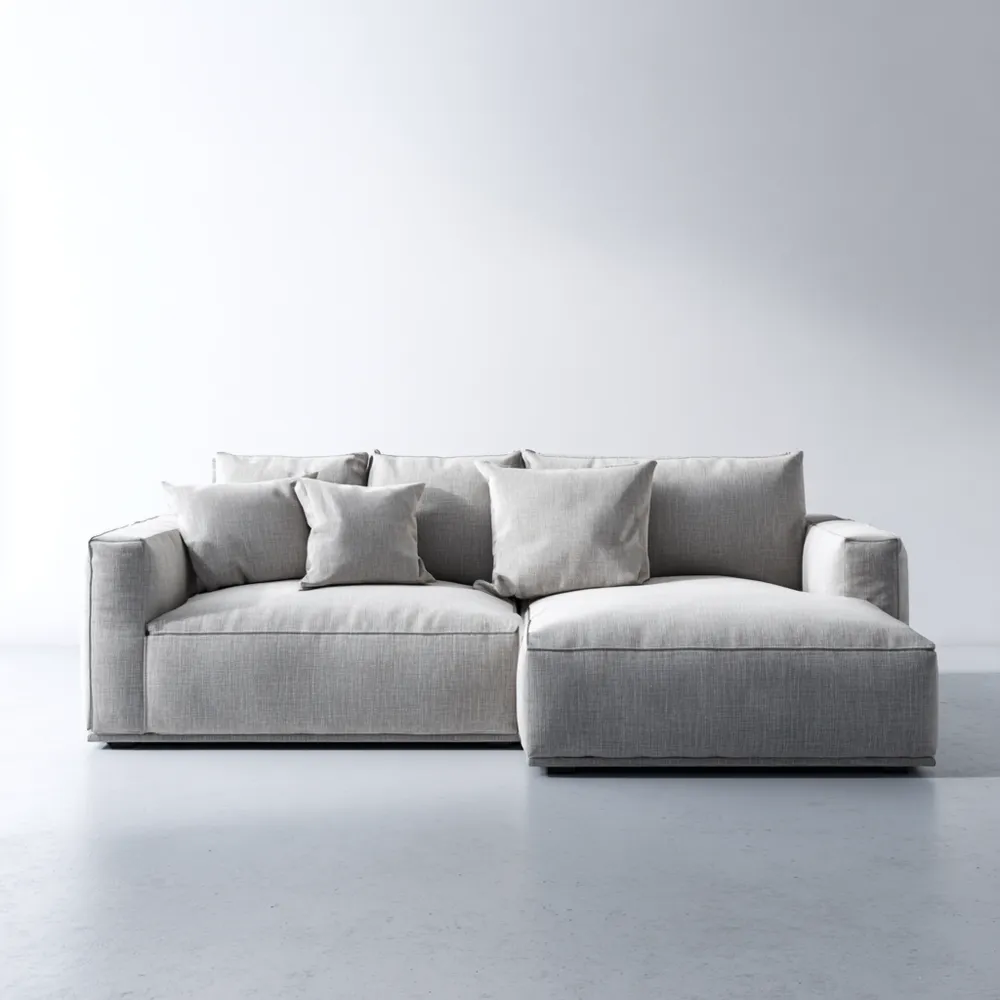 Divano angolare - Tessuto morbido 250x150x85 cm – Grigio chiaro – Design moderno